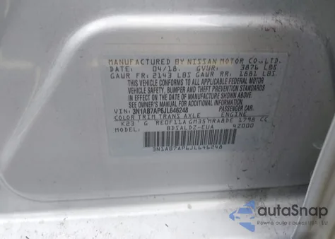 2018 Nissan Sentra Sv from USA, damaged, VIN 3N1AB7AP6JL646248